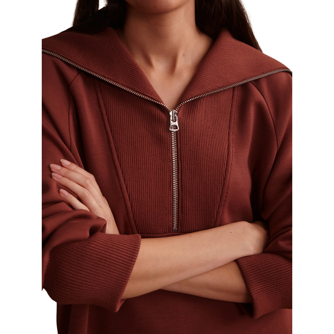 XINA HALF ZIP LONGLINE TOP CINNAMON
