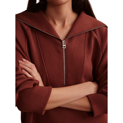 XINA HALF ZIP LONGLINE TOP CINNAMON
