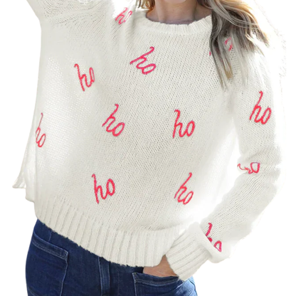 HO HO HO CHUNKY SWEATER RED/WHITE