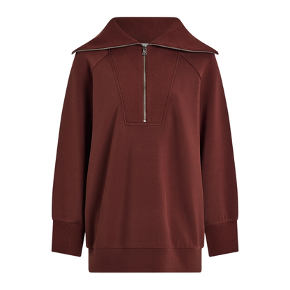 XINA HALF ZIP LONGLINE TOP CINNAMON