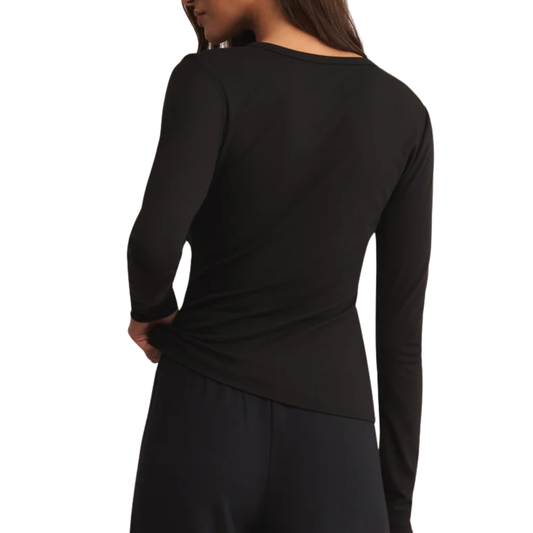 SECOND SKIN CREW LONG SLEEVE TOP BLACK