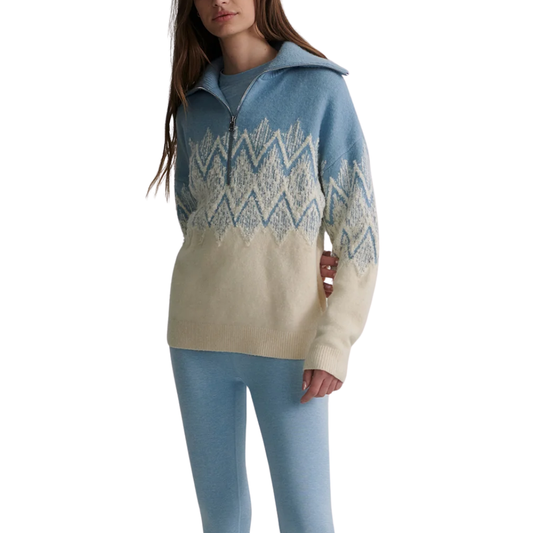HEDDA FAIRISLE HALF ZIP BLUE