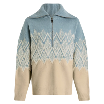 HEDDA FAIRISLE HALF ZIP BLUE