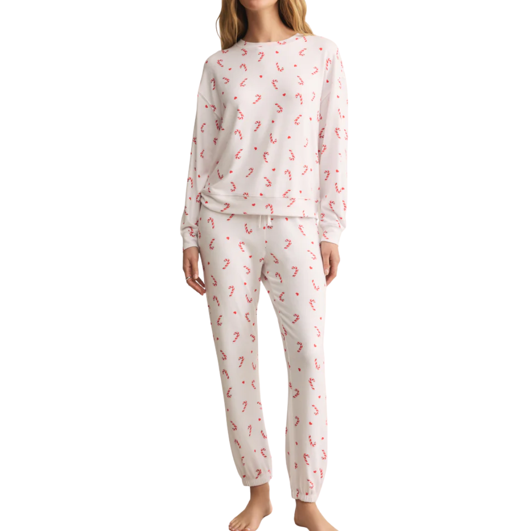 COZY CANDY CANE SET WHITE