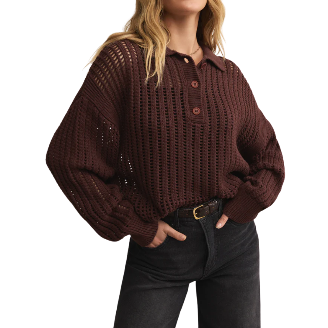 LOOKING GLASS POLO SWEATER SANDALWOOD