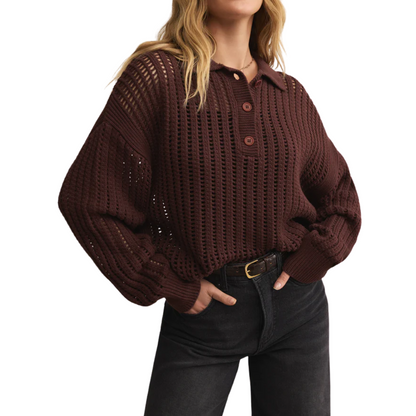 LOOKING GLASS POLO SWEATER SANDALWOOD