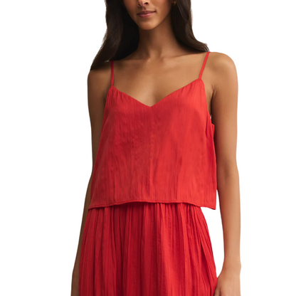 FIORE CRINKLE SATIN TANK CABANA RED