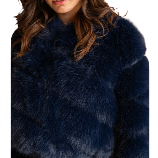PAULA FAUX FUR SHORT JACKET NAVY