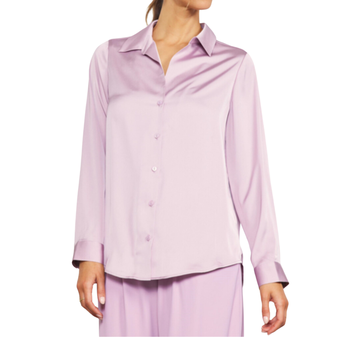 LONG SLEEVE BUTTON DOWN DUSTY LILAC