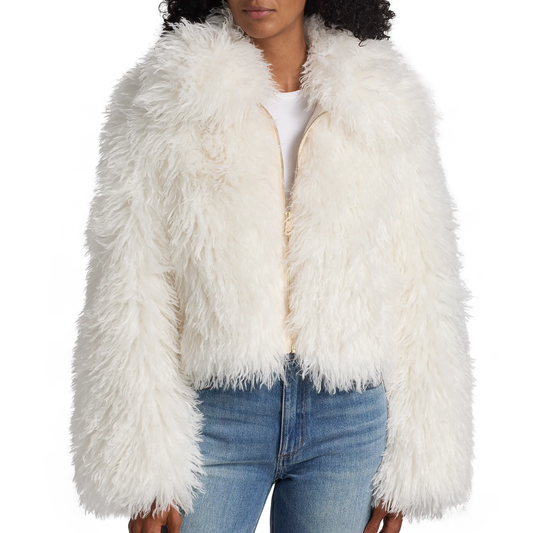 LESLIE FAUX SHEARLING JACKET WHITE