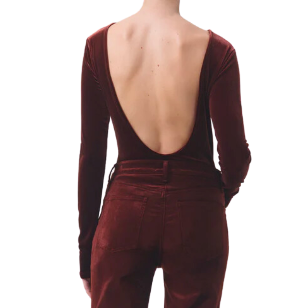 CORRIN SCOOP BACK BODYSUIT VELVET CHOCOLATE MILK