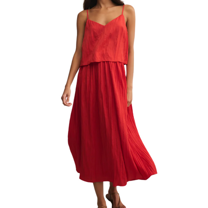 FIORE CRINKLE SATIN TANK CABANA RED