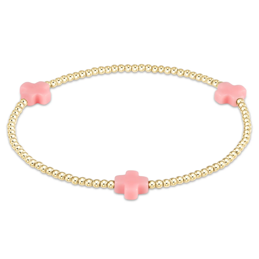 SIGNATURE SM CROSS GOLD 2MM PINK BRACELET