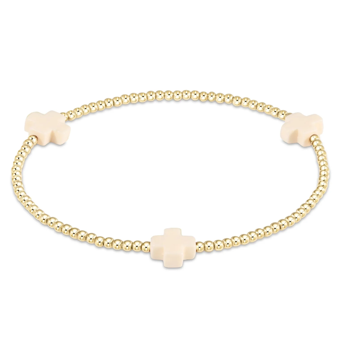 SIGNATURE SM CROSS GOLD 2MM OFF WHITE BRACELET