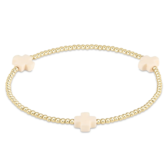 SIGNATURE SM CROSS GOLD 2MM OFF WHITE BRACELET