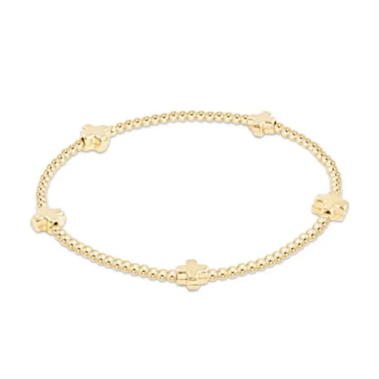 SIGNATURE SM CROSS GOLD 2MM GOLD BRACELET