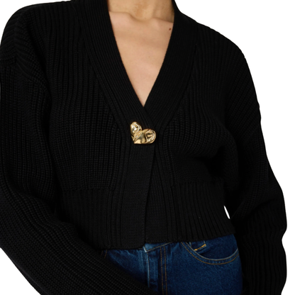 HEART SWEATER CARDIGAN BLACK