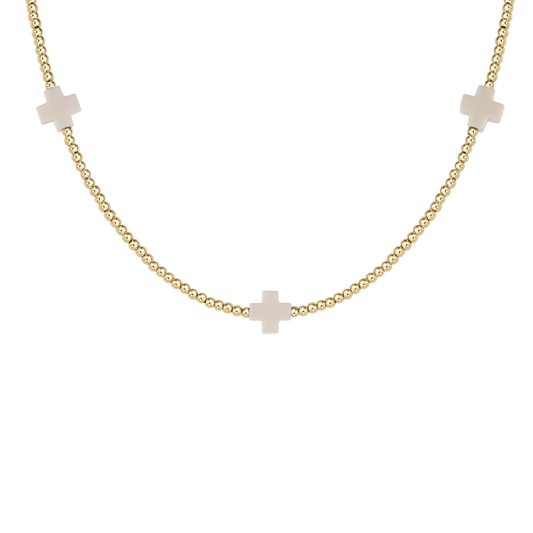 15" CHOKER SIGNATURE CROSS 2MM OFF WHITE