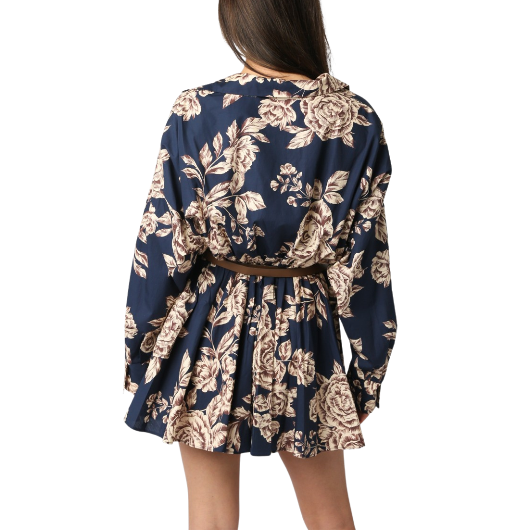 EMERY FLORAL BELT DRESS MIDNIGHT