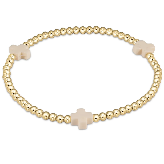SIGNATURE CROSS GOLD 3MM OFF WHITE BRACELET