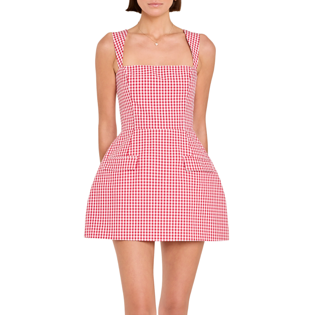 GINGHAM BETHANY SKORT ROMPER RED
