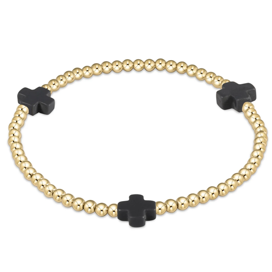 SIGNATURE CROSS GOLD 3MM ONYX BRACELET