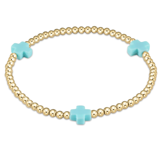 SIGNATURE CROSS GOLD 3MM TURQUOISE BRACELET