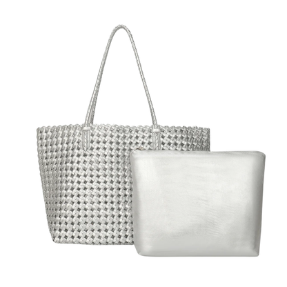 MARNI WOVEN TOTE SILVER