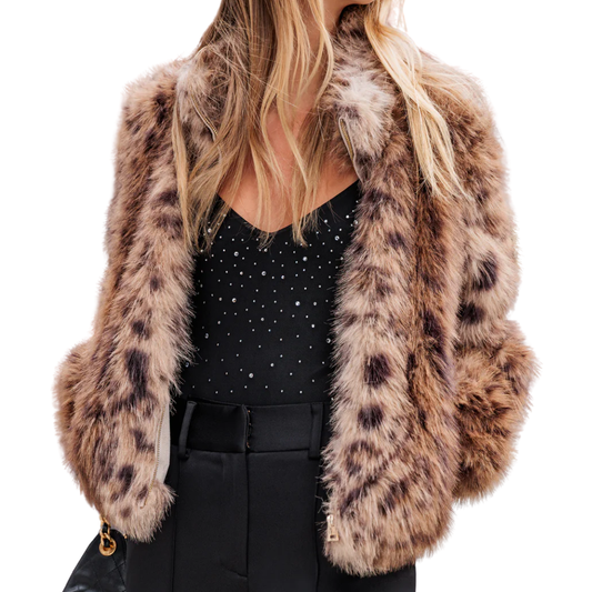 JAMIE LEOPARD FAUX FUR JACKET
