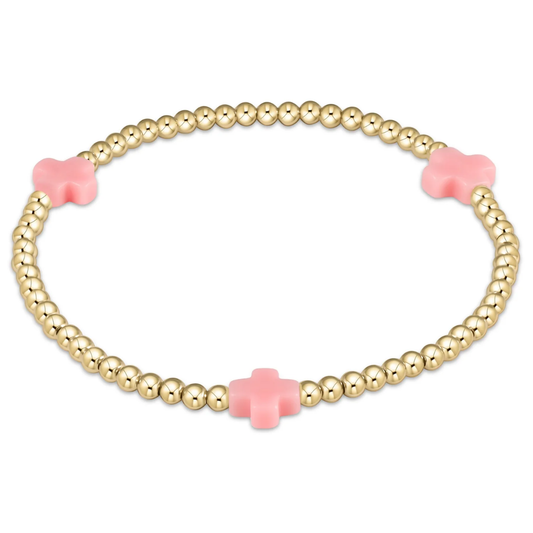 SIGNATURE CROSS GOLD 3MM PINK BRACELET