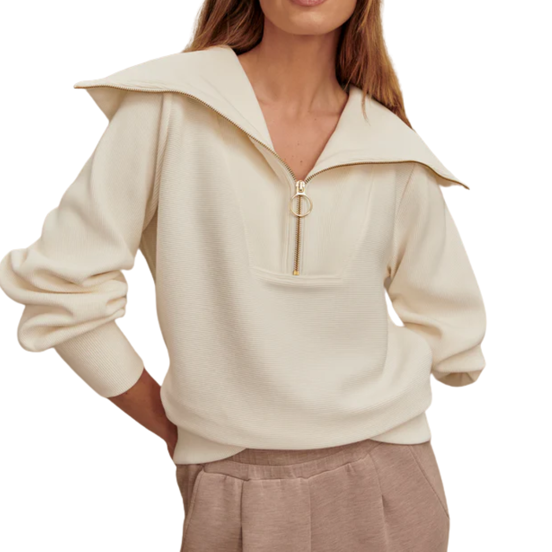 VINE HALF ZIP SWEATER IVORY