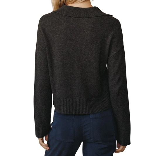 PULLOVER SWEATER W/ COLLAR HEATHER BROWN