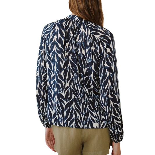 LONG SLEEVE SHIRRED RAGLAN SHIRT NAVY