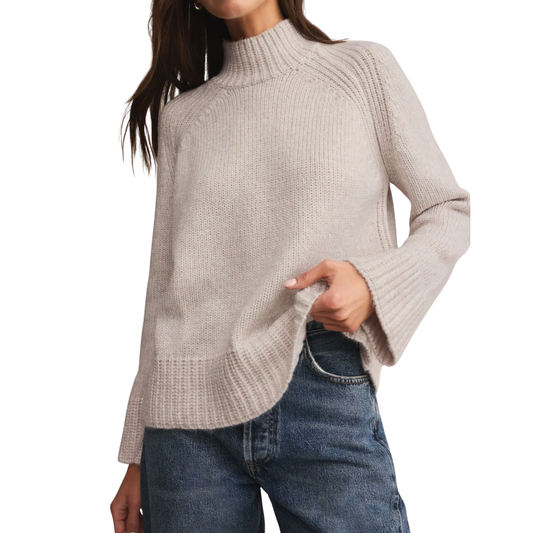 EMERGE FUNNEL NECK SWEATER TURTLE DOVE