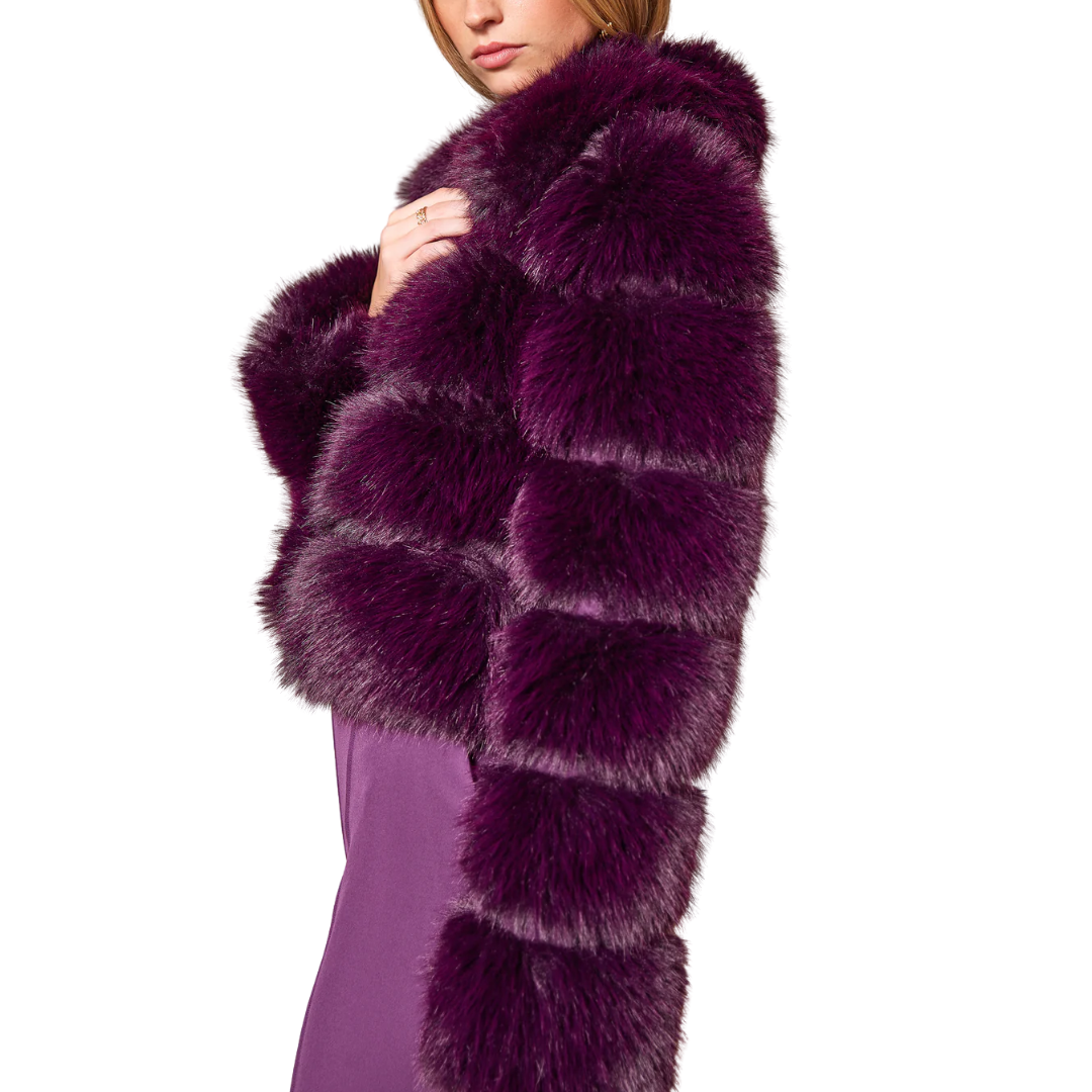 MADISON FAUX FUR JACKET EGGPLANT