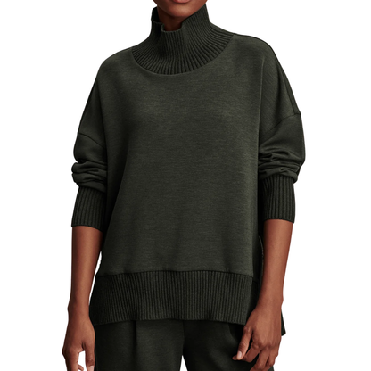 BARKER HIGH NECK TOP OLIVE MARL