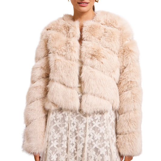 PAULA FAUX FUR SHORT JACKET BEIGE