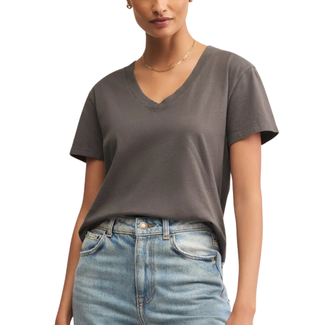 WEEKDAYS V-NECK TEE WASHED GREY