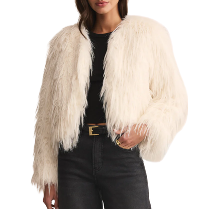 CYNDI FAUX FUR JACKET WARM WHITE