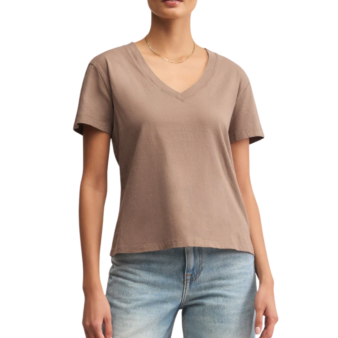 WEEKDAYS V-NECK TEE SMOKEY