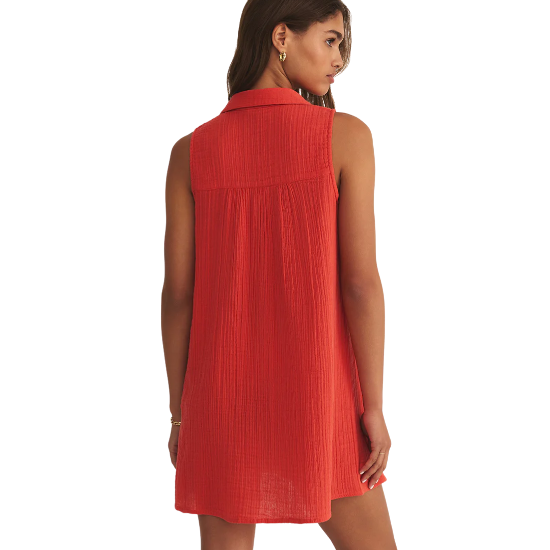 NEW LIGHT GAUZE MINI DRESS CABANA RED