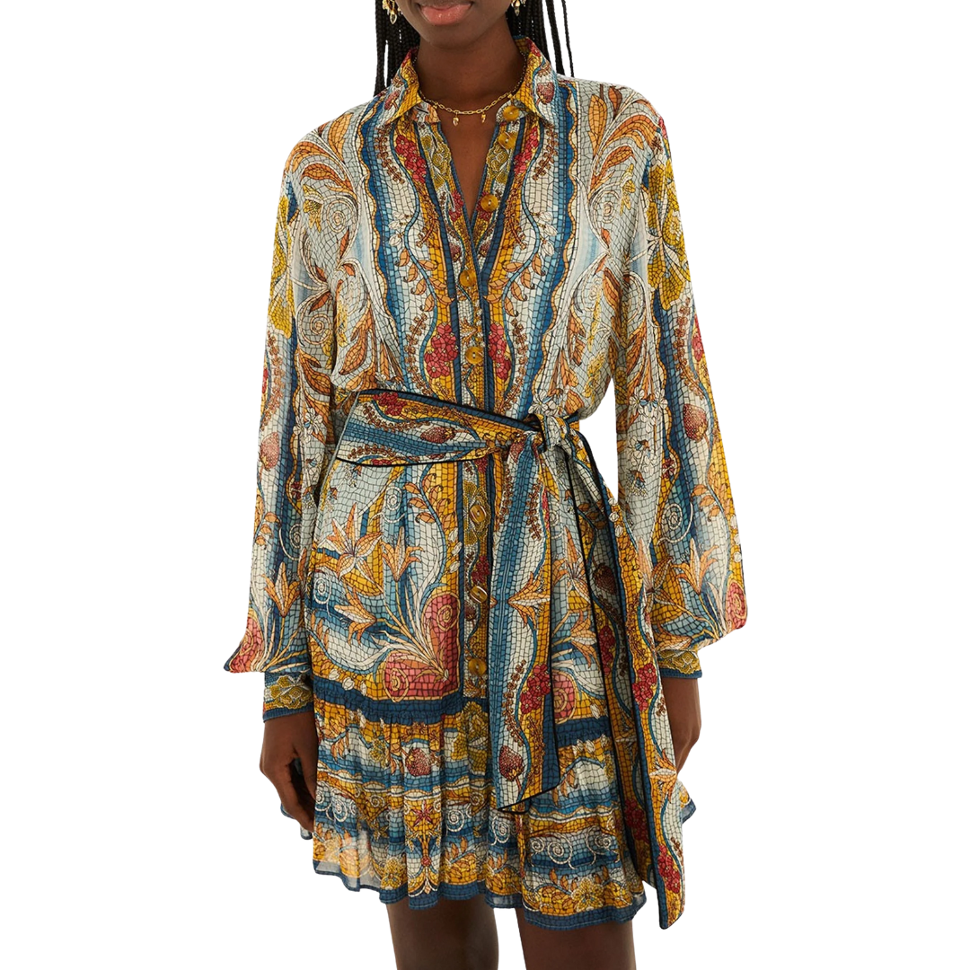 MOSAIC GARDEN MINI DRESS SOFT BLUE