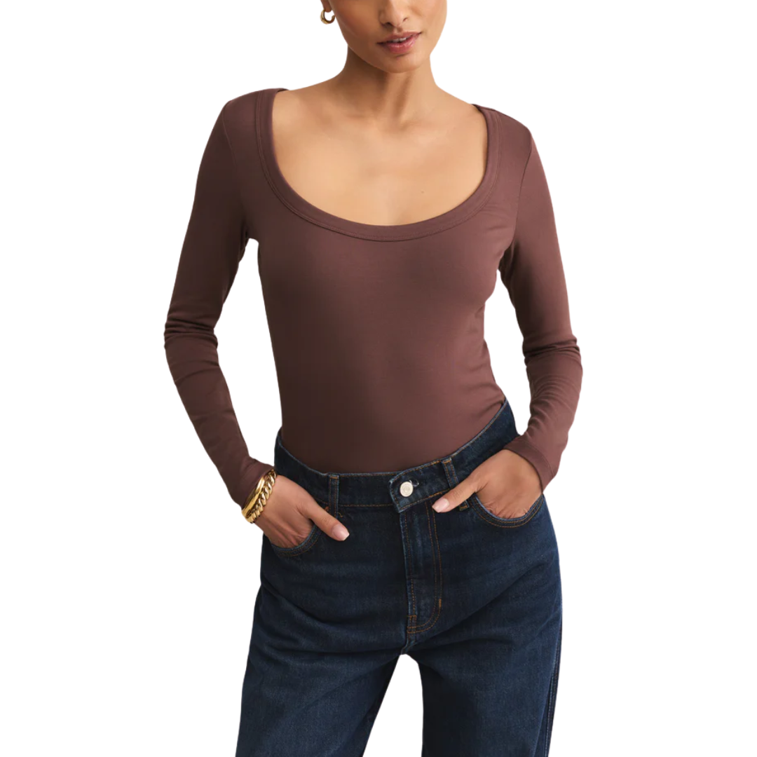 SECOND SKIN SCOOP NECK TOP SHADOW