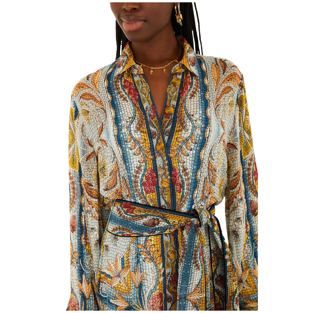 MOSAIC GARDEN MINI DRESS SOFT BLUE