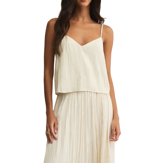 FIORE CRINKLE SATIN TANK TOP SANDSTONE