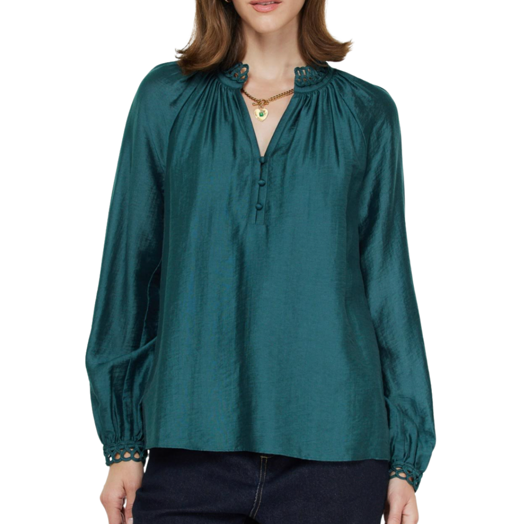 ROUND NECK BLOUSE TEAL
