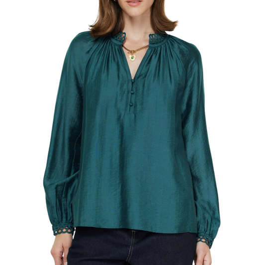 ROUND NECK BLOUSE TEAL