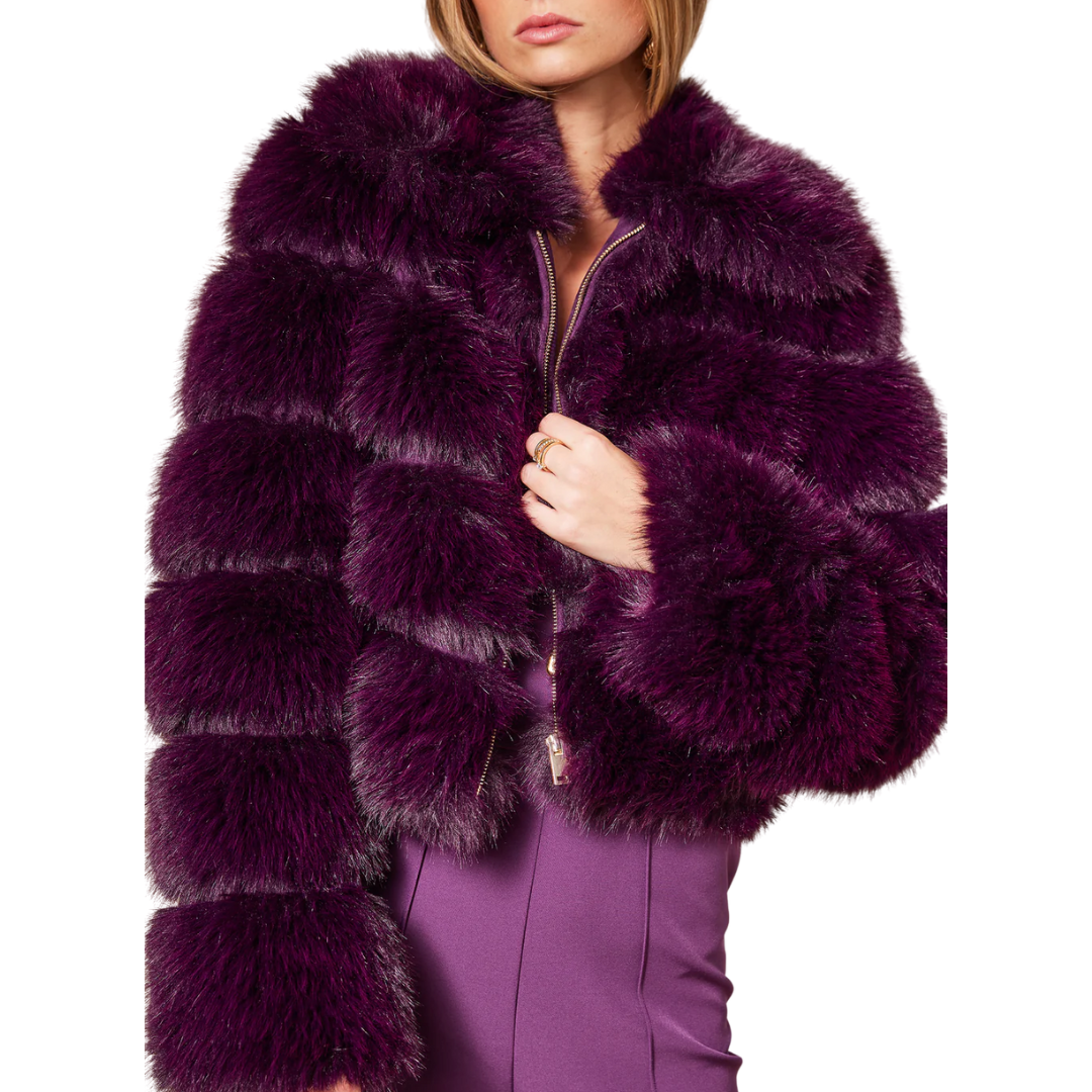 MADISON FAUX FUR JACKET EGGPLANT