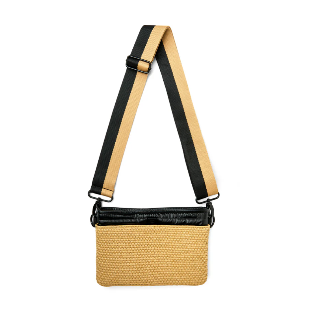 YACHT BUM BAG 2.0 DUNE RAFFIA/PEARL BLACK