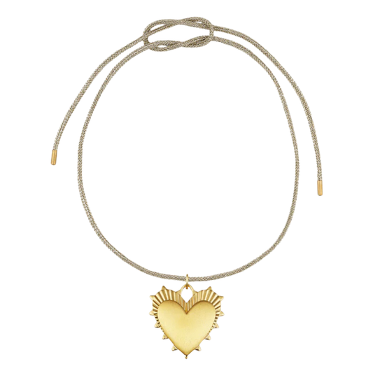 LUREX CORD RIBBED HEART NECKLACE